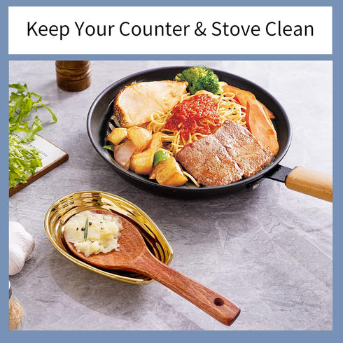 Hasense Spoon Rest for Stove Top, Ceramic Gold Spoon Holder, Large Heat-resistant Utensil Rest for Cooking
