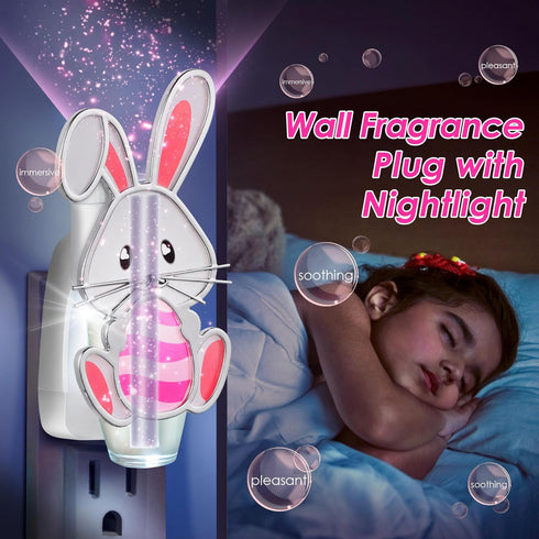 Wall Fragrance Plug in with Night Light, Compatible with Bath & Body Works WallFlower, Pink Easter Bunny