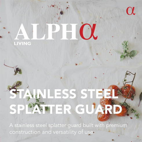Splatter Guard for Frying Pan & Food Strainer, Universal Cookware 13", Stops Hot Oil Splash, RED Handle, Splatter