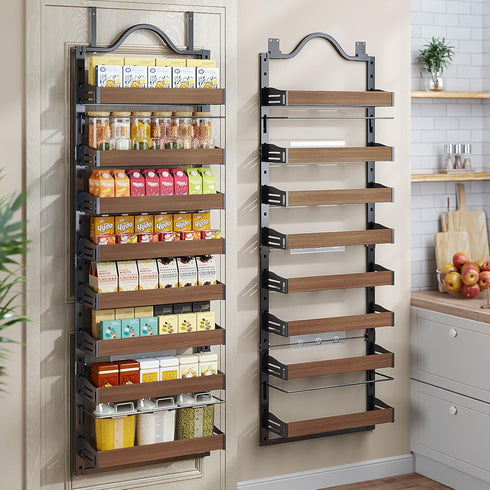 8-Tier Spice Rack Wall Mount, Heavy-Duty Over the Door Pantry Organizer with