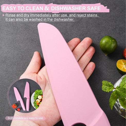Nylon Knife for Nonstick Pans, 2 pcs Kitchen Knife, Safe for Kids, High Temperature Resistant up to 460°F (Pink)