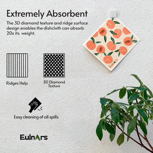 8 Pack Eulnars Swedish Dishcloths for Kitchen, Reusable Paper Towels with Clips, Non-Scratch Swedish Kitchen Towels