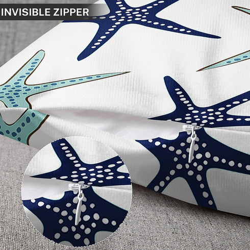 Emvency Set of 2 Throw Pillow Covers, Beach Ocean Coastal Green and Blue Starfish Decorative Pillow Cases 18x18 Inches