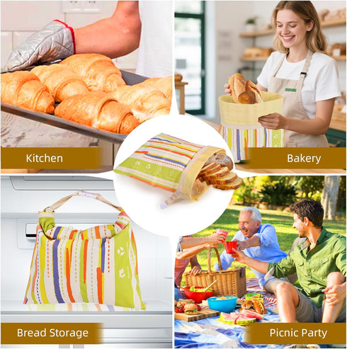 2-Pack Beeswax Bread Bags for Sourdough Homemade BreadXL Reusable Beeswax Bread Storage BagPortable with large