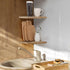 Set 2, (Carbonized-12 inch) Joiishom Wood Corner Wall Shelves of Solid Wood Corner Floating Shelves, Round End Wall