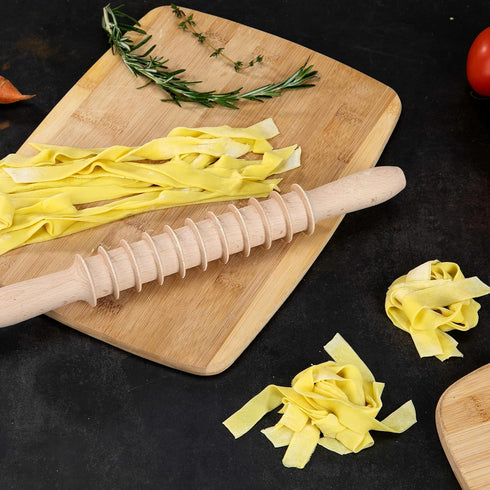 Beech Wood 14mm Pappardelle Pasta Cutter, Noodle Lattice Roller Docker Dough Cutter Kitchen Cooking Tools