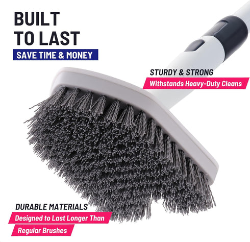 Replacement Bristle Brush Head for Extendable Tub Tile Shower Scrubber (1x Bristle Brush Gray) Non-Scratch