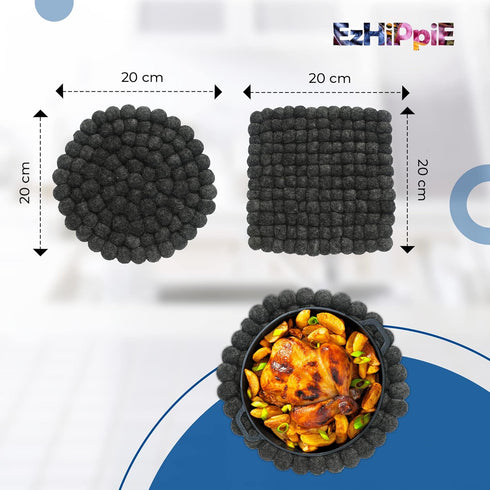 20 CM Woollen Pot Trivet with Heat Resistance, Handmade Non-Slip Pan Holder from Nepal, Absorbent Felt Ball Pad for