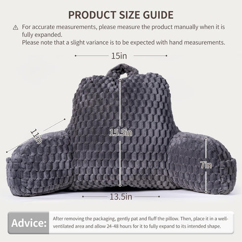 GRASS BROOK Faux Fur Reading Pillow for Bed Adults, Ultra Soft Plush Floor Backrest Pillow with Side Pockets for Bed