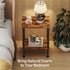 2 Simple Trending Side Table, Small End Table Living Room, Nightstand with Tier Storage Shelves, Rustic Brown