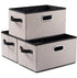 PRANDOM 3-Pack Foldable Storage Bins for Closet, Decorative Fabric Storage Baskets with Leather/Metal Handles, Light