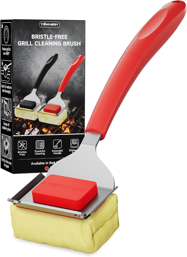 Bristle Free Grill Brush with Scraper for Outdoor Grill Cleaning, Safe Steam