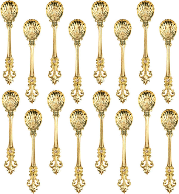 Yarlung Mini Coffee Spoons 16 Pack, 4.5 Inch Gold Vintage Spoon for Espresso, Tea, Dessert, Condiments