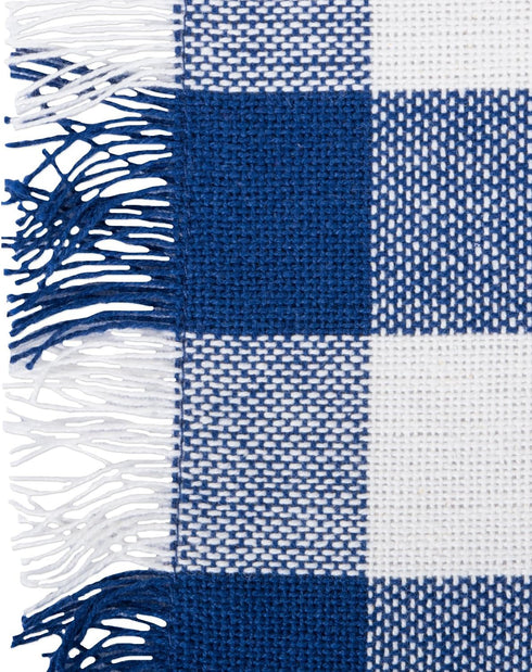 DII Heavyweight Fringed Check Tabletop Collection, Navy Placemat Set, 6 Piece, 13x19