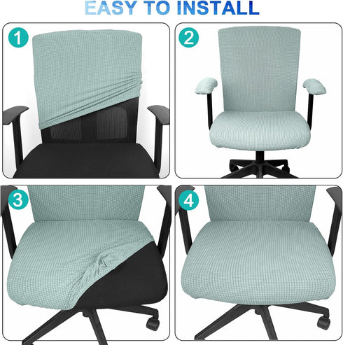 Office Chair Covers Set, Universal Protective Stretchable Chair Seat Covers, Desk Chair Armrest Covers, Slipcovers Pads