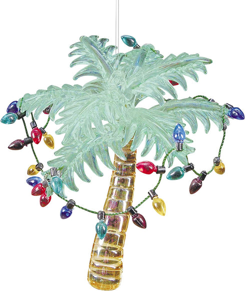 C&F Home Palm Tree with Christmas Lights Beach Coastal Ornament, Green