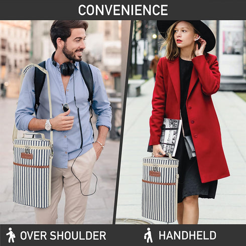 OPUX 2 Bottle Insulated Wine Carrier Tote, Leakproof Cooler Bag for Picnic BYOB Beach, Portable Wine Bottle Case