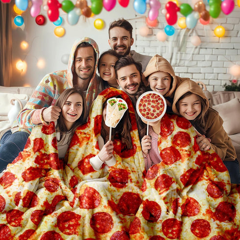 80 Inches Lhedon Pizza Blanket Adult Size, Blankets Queen Size, Round Pepperoni Pizza Food Blanket, Funny Gifts
