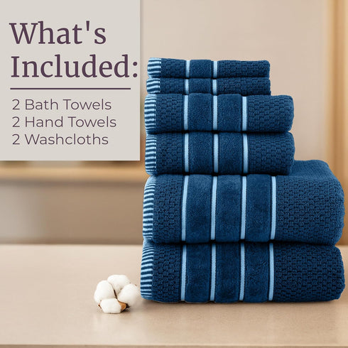 Set- 100% 6 Set 2 2 2 Combed Cotton Towel Rice Weave Combed Cotton Piece With Bath Towels, Hand Towels and Washcloths
