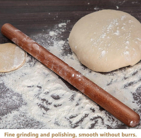 Aisoso French Rolling Pin, 17.7 Inches Wood Rolling Pin for Baking, Extra Long Thickened Dough Roller for Pastry