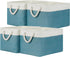 Temary Fabric Storage Baskets 4 Pack, Decorative Bins with Rope Handle for Gift, Clothes, Blankets (White & Teal,