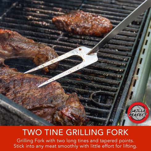 Grill Fork 24-inch Super Long - Premium Hardwood Handle, Large Stainless Steel Tines for BBQ and Grilling