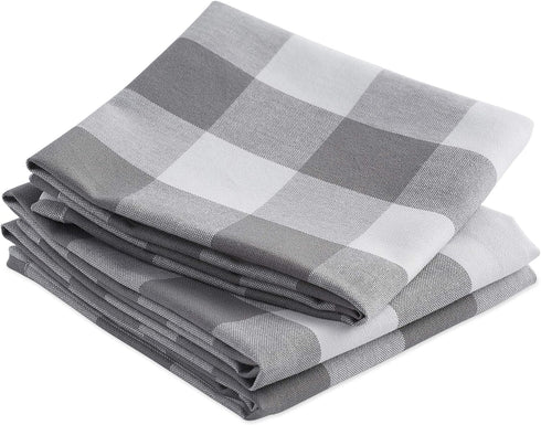 DII Buffalo Check Kitchen Collection - Classic Farmhouse Dishtowel Set, 20x30, Gray & White, 3 Piece