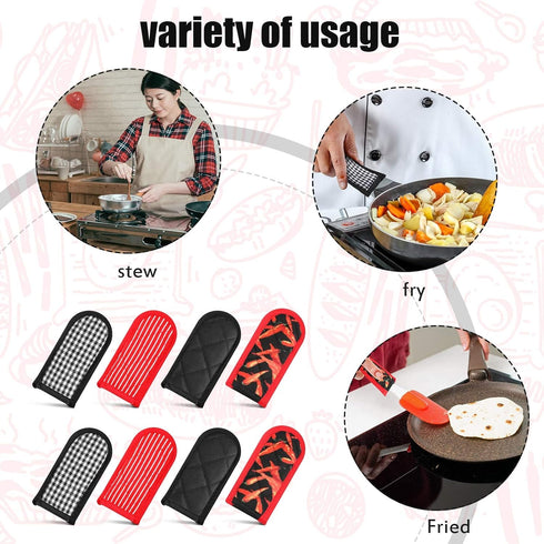 Geiserailie 8 Pieces Non-Slip Pan Handle Sleeve, Heat Resistant Pot Sleeve Grip, Machine Washable Cast Iron Handle