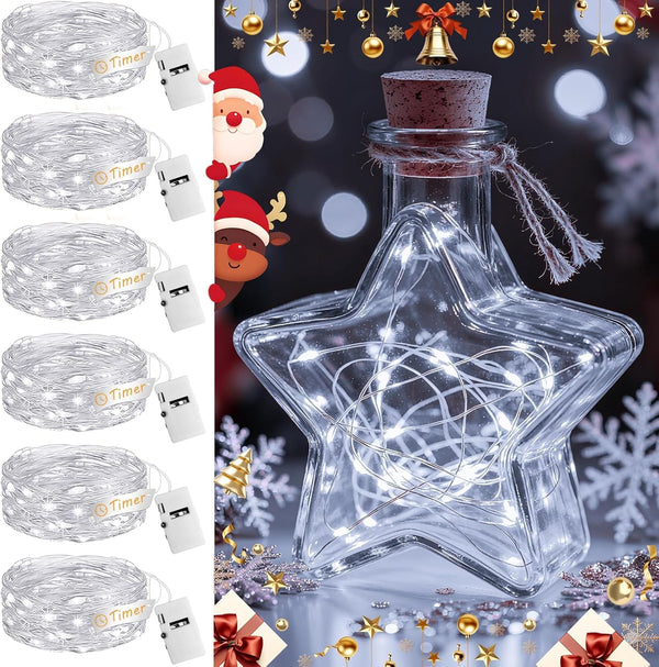 6Pack Fairy Lights with Timer, 7ft 20 LED Twinkle Light Battery Operated