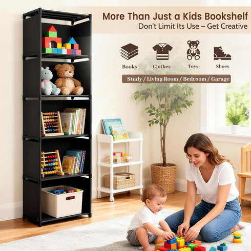 Gmrithaf 6 5-Cube 6 5 Tier Book Shelf, Storage Shelves, Tool-Free Assembly Kids Bookshelf, Bookcase Cube Storage