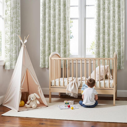 JINCHAN 95% 63 Inches 2 Blackout Nursery Curtains Long, Bunny Woodland Toile Easter Decor Curtains Sage Green on Beige