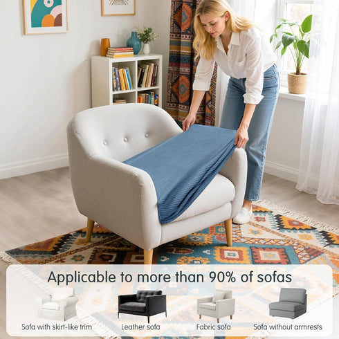 Hokway Stretch Couch Cushion Slipcovers - Reversible Cushion Protector Covers (Denim Blue, Small)