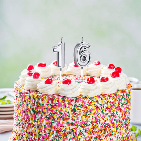 16th Birthday Candles - Happy Birthday Cake Numeral Candles Topper Decoration for Wedding Anniversary