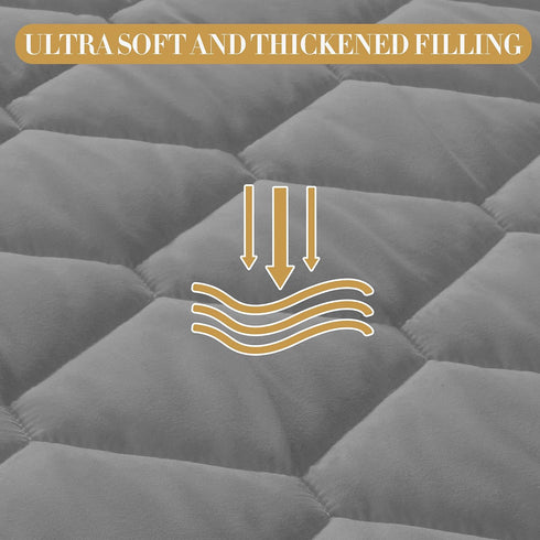 Twin Quilted Fitted Waterproof Mattress Pad, Breathable Premium Soft Filling Protector, 8-21 Inches Deep Pocket (Grey)