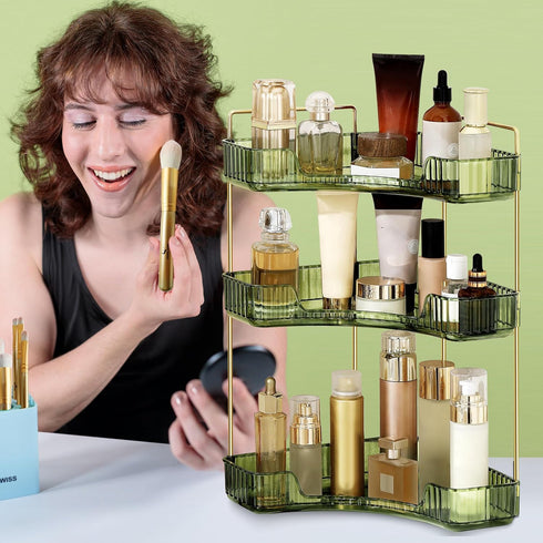 Counter Countertop (3 Corner Bathroom Organizer Bathroom Shelf Makeup Organizer for Vanity Perfume Tray for Corner