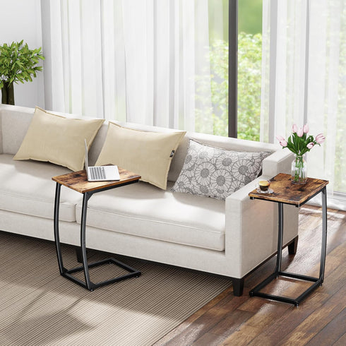 LAKEMID C-Shaped End-Table - Side Table for Couch,Curved Support Legs, Slide Under Couch Table for Sofa, TV Tray Table