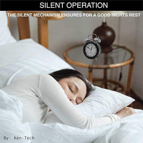 Sonnet Twin Bell Alarm Clock, SONNET-T-4678 - Very Loud, Battery Operated, Black