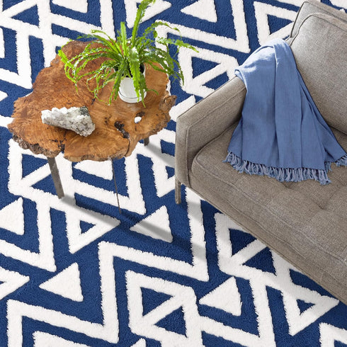 4 6 Ompaa Ultra Soft Shaggy Rugs Memory Foam Bedroom Carpet, Blue x Feet, Plush Geometric Textured Area Rugs for Living