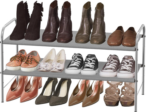 2-Tier Simple Houseware Shoe Rack Storage Organizer, Grey