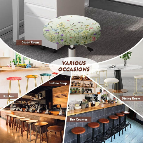 14-16 Inch Bar Stool Covers Elastic Fabric Dia Round Stool Dust Covers Stretchy Washable Stool Seat Slipcover Chair