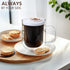 16 OZ, Set 4 Double Walled Glass Coffee Mugs Borosilicate Glass Coffee Cups of with Spoons, Insulated Clear Coffee Mug