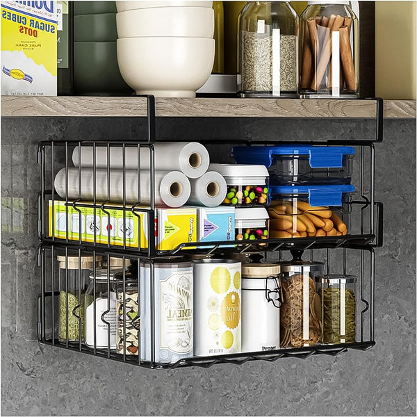 Under Shelf Basket Storage 2Pack - 11.8in Metal Under Cabinet Shelf, Hanging