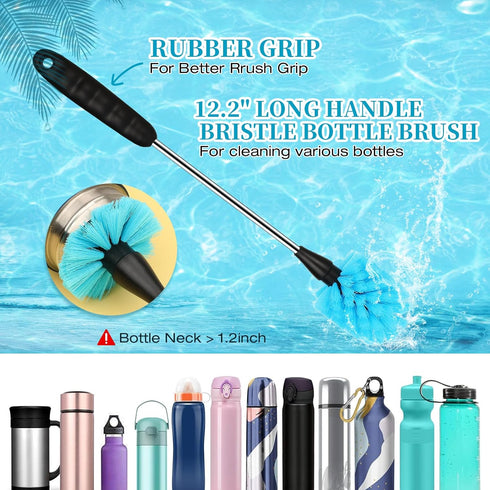 6 Pack Bottle Brush Cleaner Set, Long Handle Stainless Steel Water Bottle Cleaner Brush for Washing Sport Bottles, Narrow Neck Bottle, Baby Bottles, Dish, Flask, Straw, Cup Cover. by AnDock