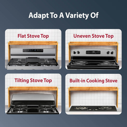 31.5" 6 11.4" Countertop, IIIOIIIA Bamboo Over the Stove Spice Shelf for Kitchen, Spice Rack Organizer Shelf