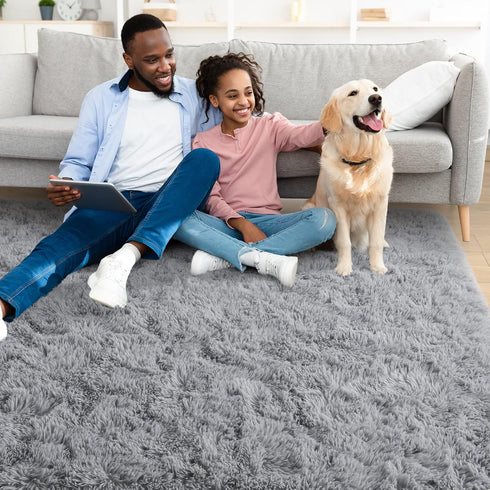 YJ.GWL Area Rugs for Bedroom - 2x3 Washable Small Grey Bedside Rug, Fluffy Shaggy Indoor Carpet