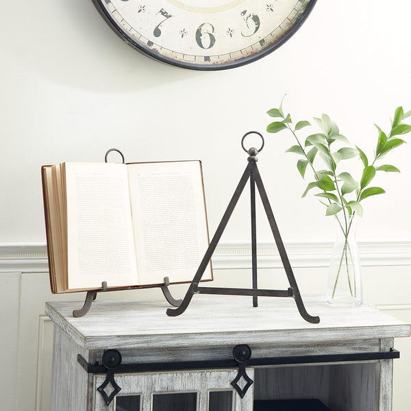 Deco 79 Metal Tabletop Display Easel with Foldable Stand, Set of 2, 13", 15"H, Bronze