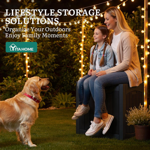 31 Package YITAHOME Gallon Outdoor Storage Box, Resin Deck Box and Waterproof Delivery Box for Gardening Tools, Pool