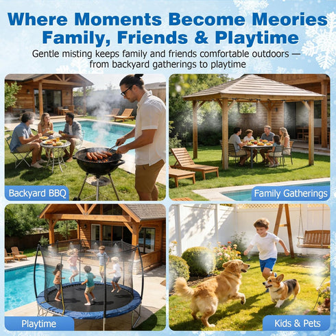 Mellbree 45FT/14M, 12 Nozzles 3/4" Misters for Outside Patio Pre-Assembled Misting Cooling System with Brass & Adapter