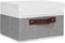 ANMINY Storage Boxes with Lids, Washable Decorative Bins with PU Leather Handle, Gray White, Small