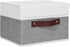 ANMINY Storage Boxes with Lids, Washable Decorative Bins with PU Leather Handle, Gray White, Small